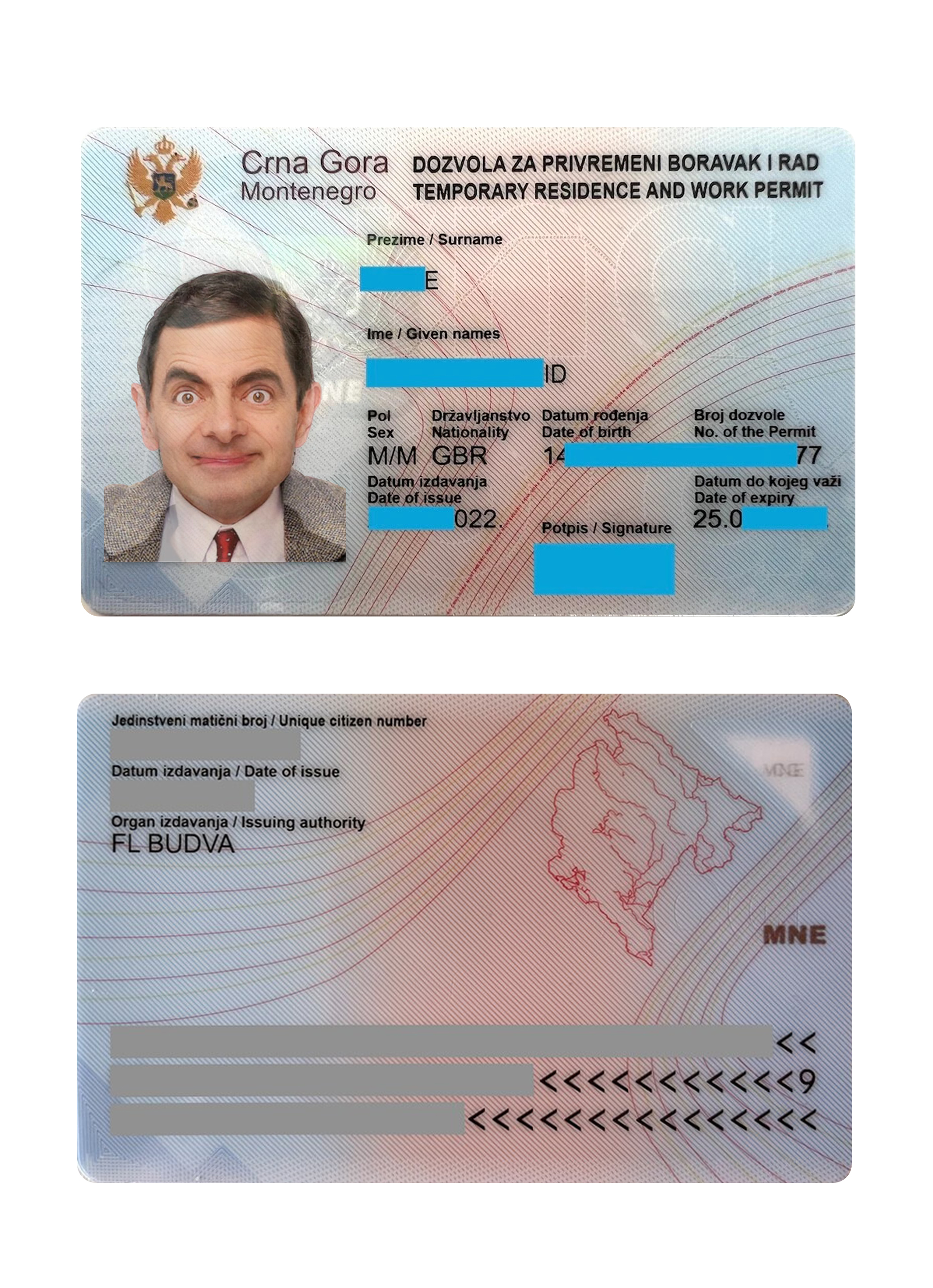 Carte de séjour au Monténégro